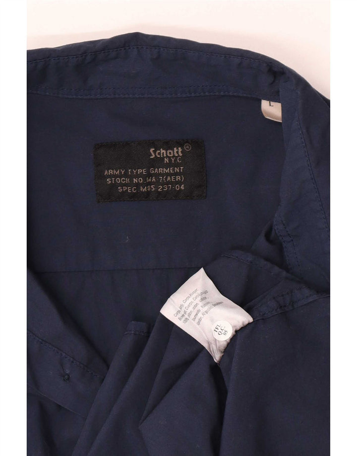 Camisa masculina Schott grande algodão azul marinho