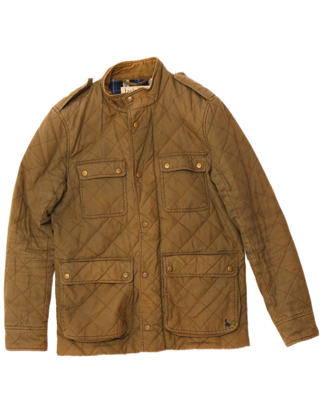 Jaqueta acolchoada militar masculina JACK WILLS Reino Unido 36 algodão cáqui pequeno
