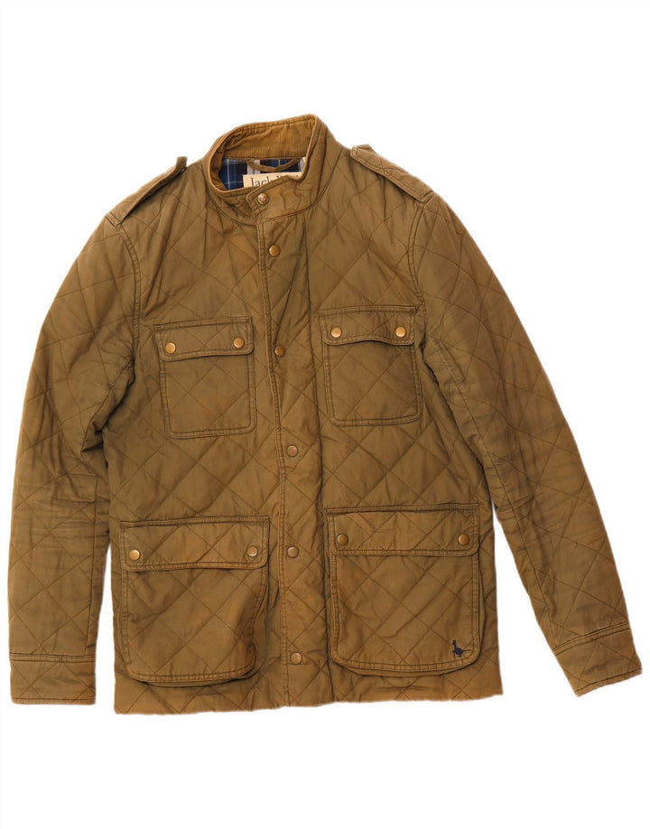 Jaqueta acolchoada militar masculina JACK WILLS Reino Unido 36 algodão cáqui pequeno
