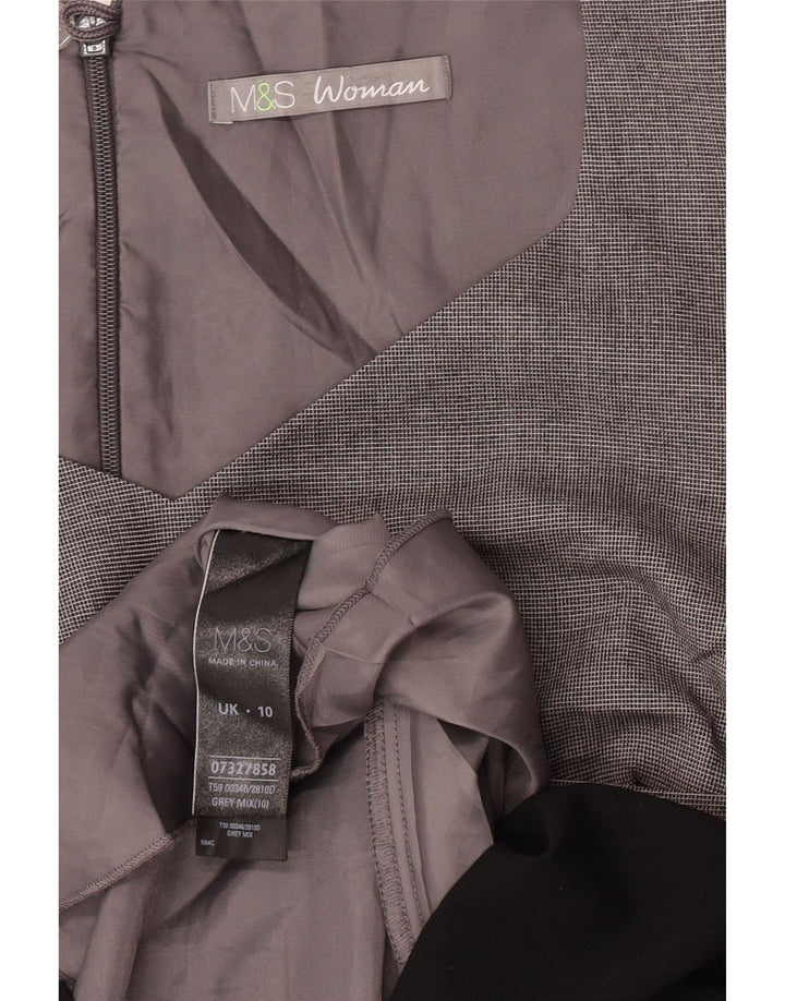 Vestido bainha feminino Marks & Spencer UK 10 pequeno cinza colorblock poliéster
