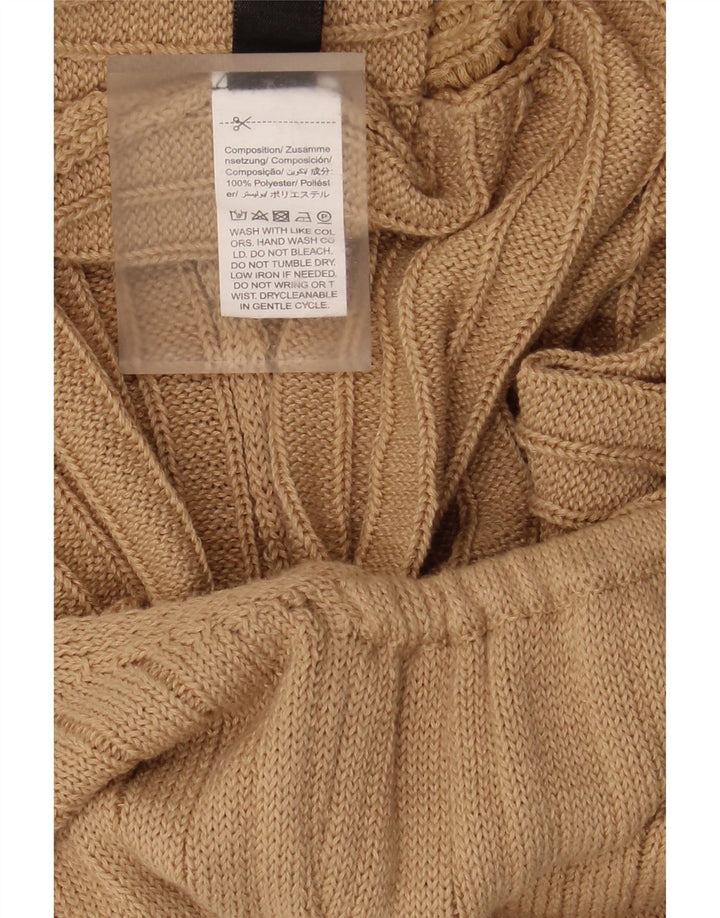 Vestido feminino Shein de malha frente única Reino Unido 14 grande poliéster bege