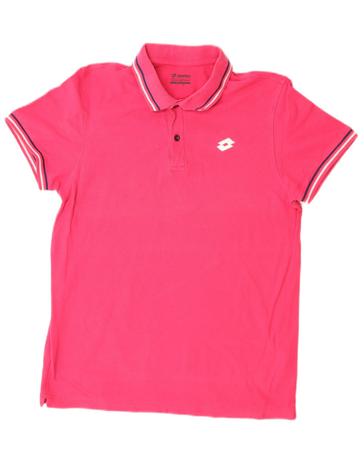 Camisa polo masculina LOTTO de algodão rosa médio