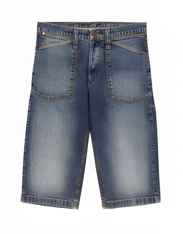 Wrangler Mens Cargo Denim Shorts Médio W33 Azul Algodão