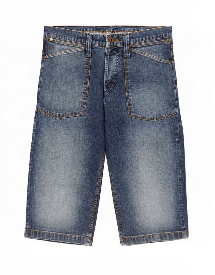 Wrangler Mens Cargo Denim Shorts Médio W33 Azul Algodão