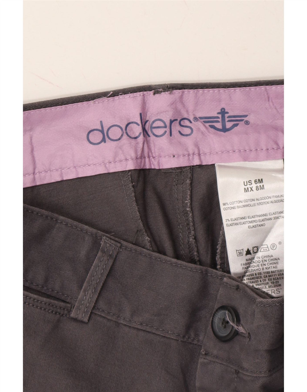 DOCKERS Womens Straight Chino Trousers US 6 Medium W30 L32 Grey Cotton Vintage Dockers and Second-Hand Dockers from Messina Hembry 