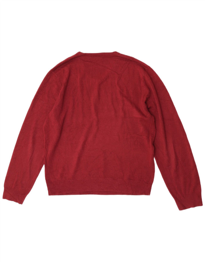 Suéter masculino Marks & Spencer com decote em V grande acrílico vermelho