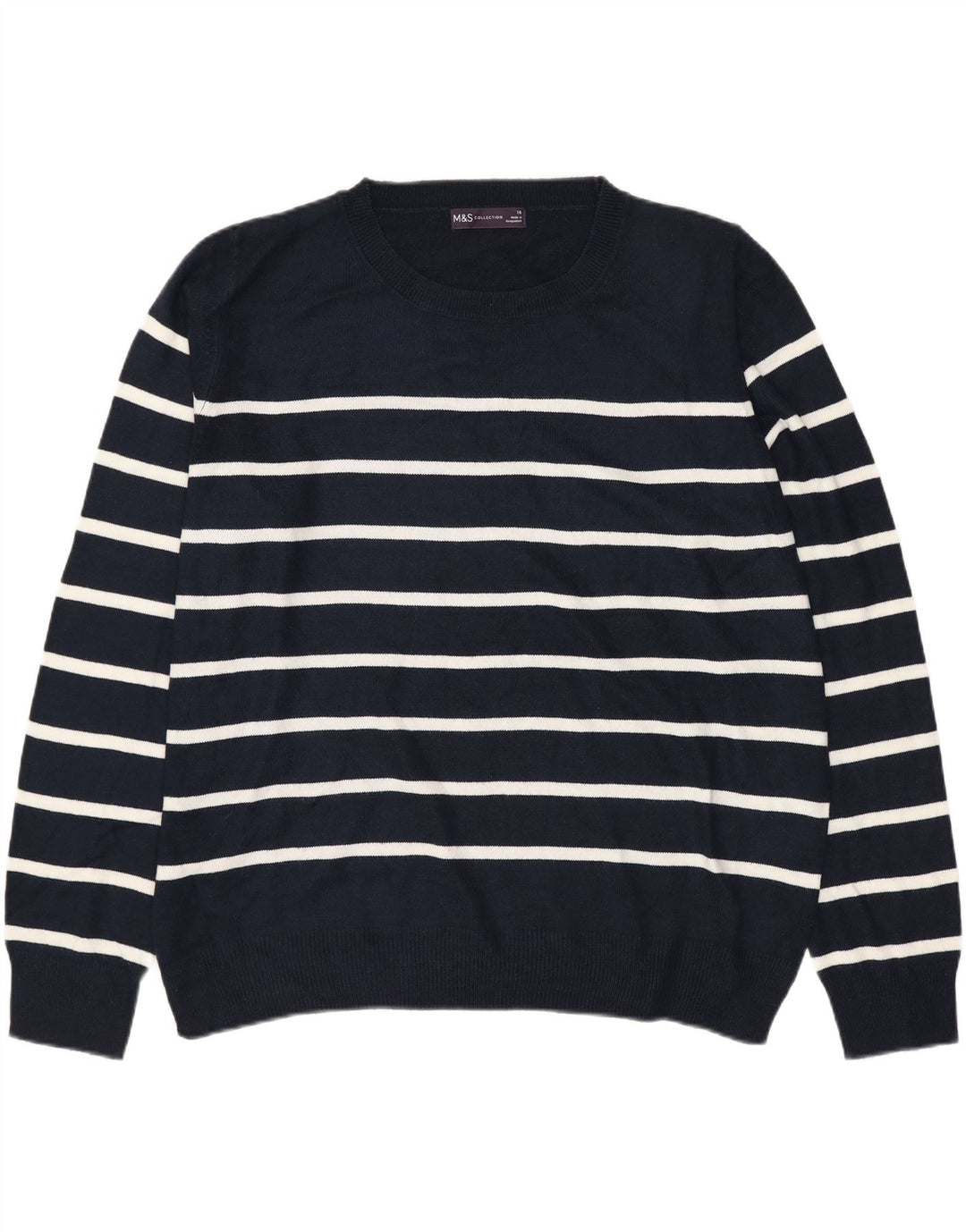 Suéter feminino Marks & Spencer com gola redonda Reino Unido 16 grande azul marinho