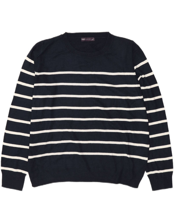 Suéter feminino Marks & Spencer com gola redonda Reino Unido 16 grande azul marinho