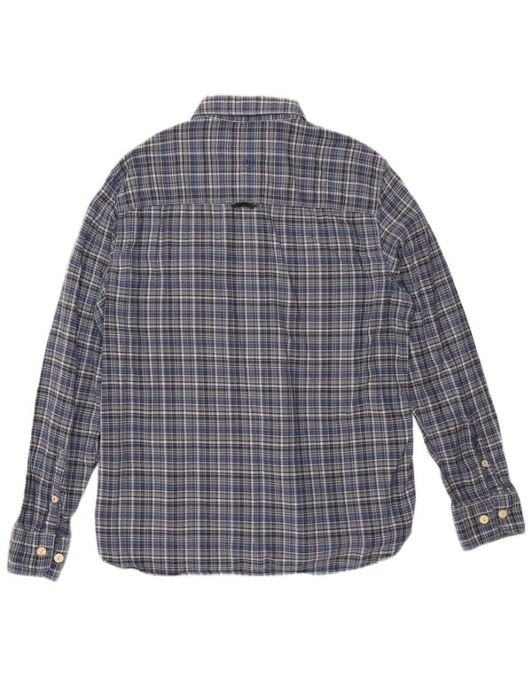 Camisa masculina de flanela Fat Face Classic Fit algodão xadrez azul médio