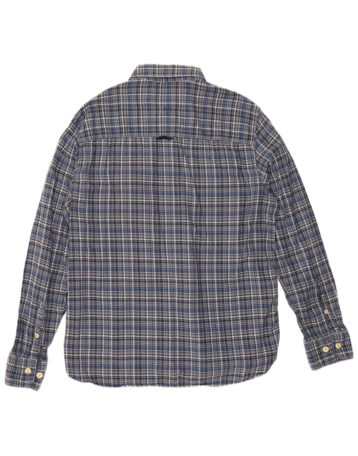 Camisa masculina de flanela Fat Face Classic Fit algodão xadrez azul médio