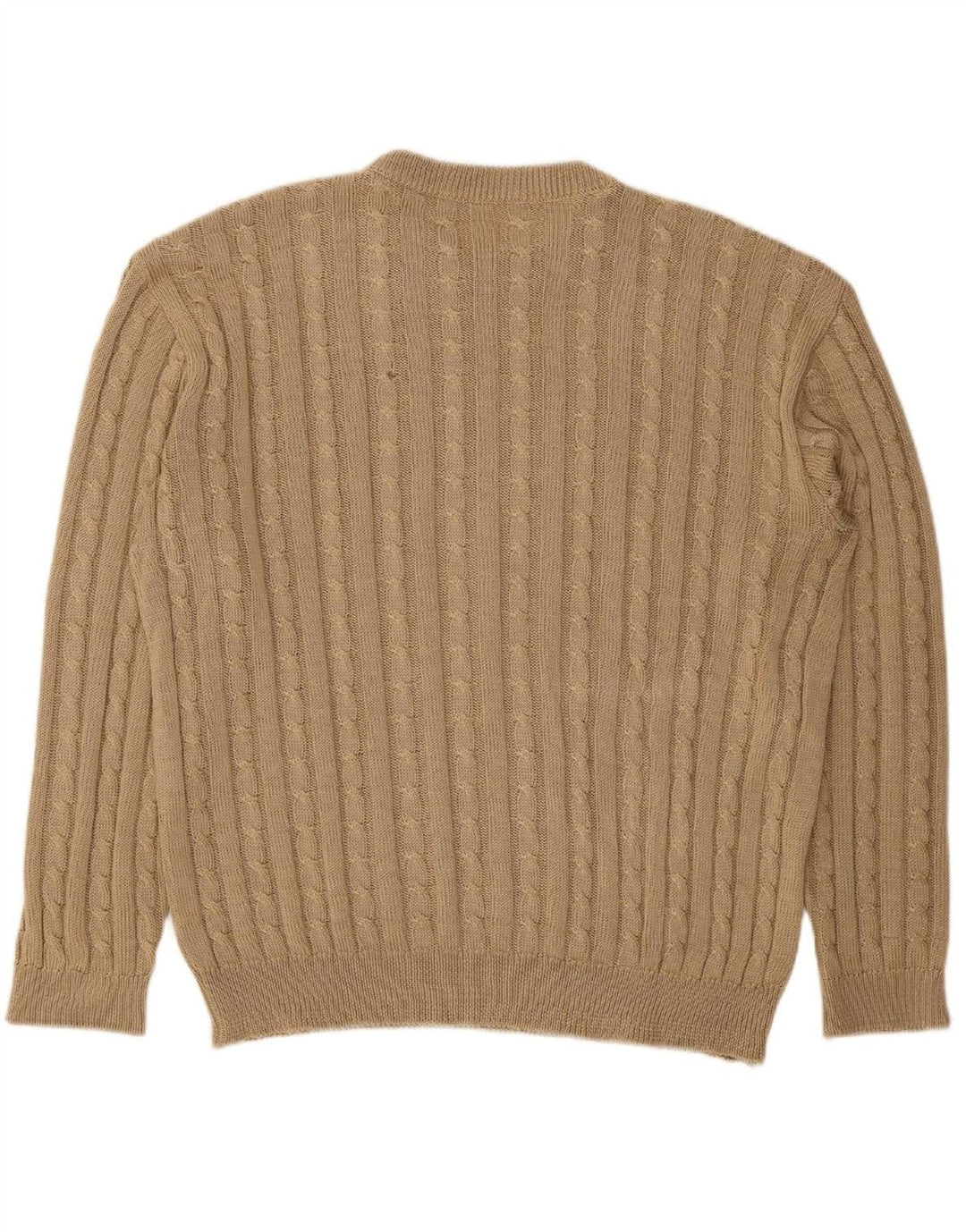 Suéter masculino VINTAGE com gola redonda grande bege