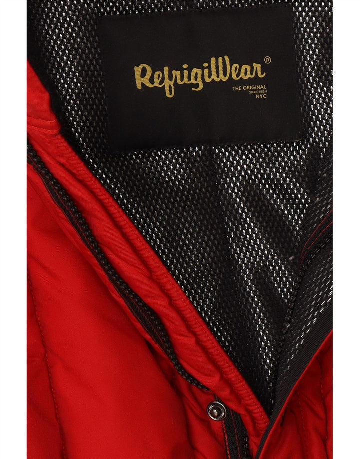 REFRIGIWEAR Girls Hooded Padded Coat 10-11 Years Red Vintage Refrigiwear and Second-Hand Refrigiwear from Messina Hembry 