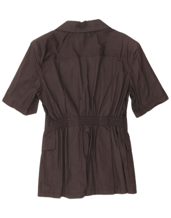 Jaqueta blazer feminina vintage de manga curta com 2 botões Reino Unido 14 médio preto