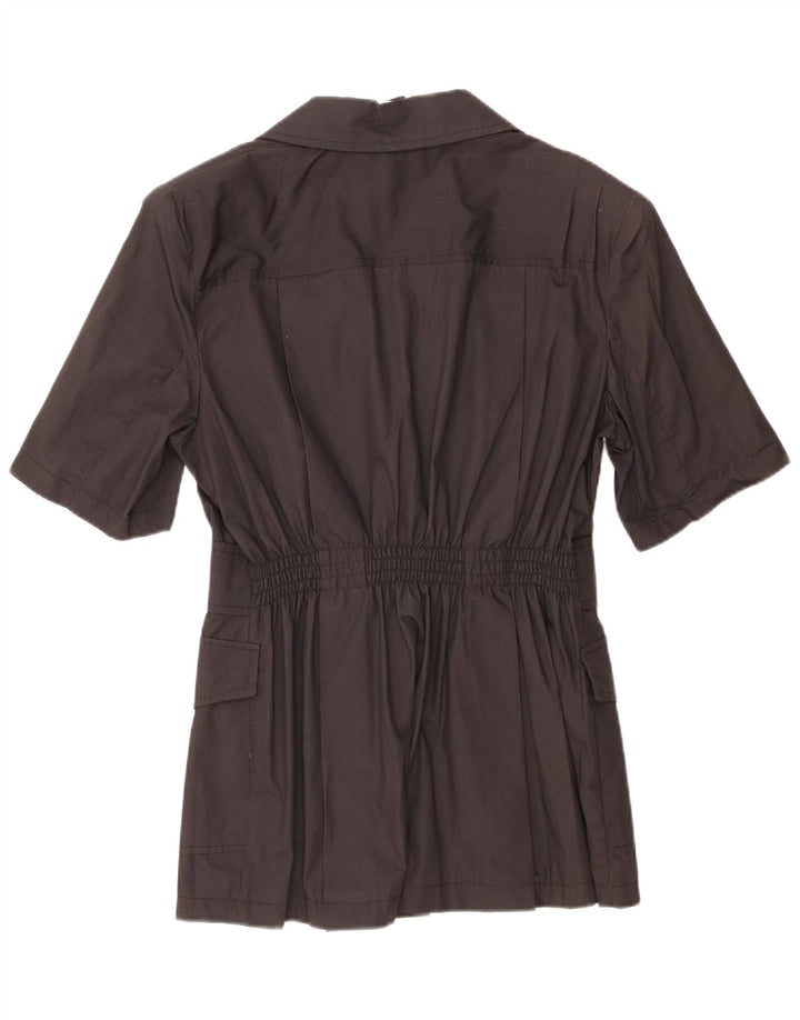 Jaqueta blazer feminina vintage de manga curta com 2 botões Reino Unido 14 médio preto