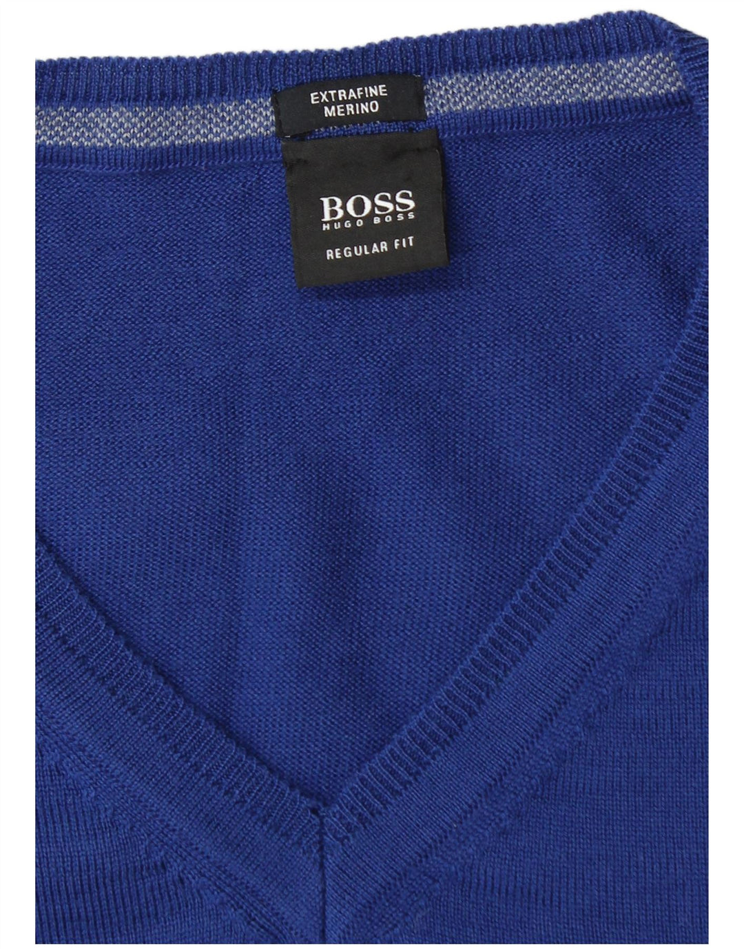 Suéter masculino Hugo Boss com decote em V XL lã virgem azul