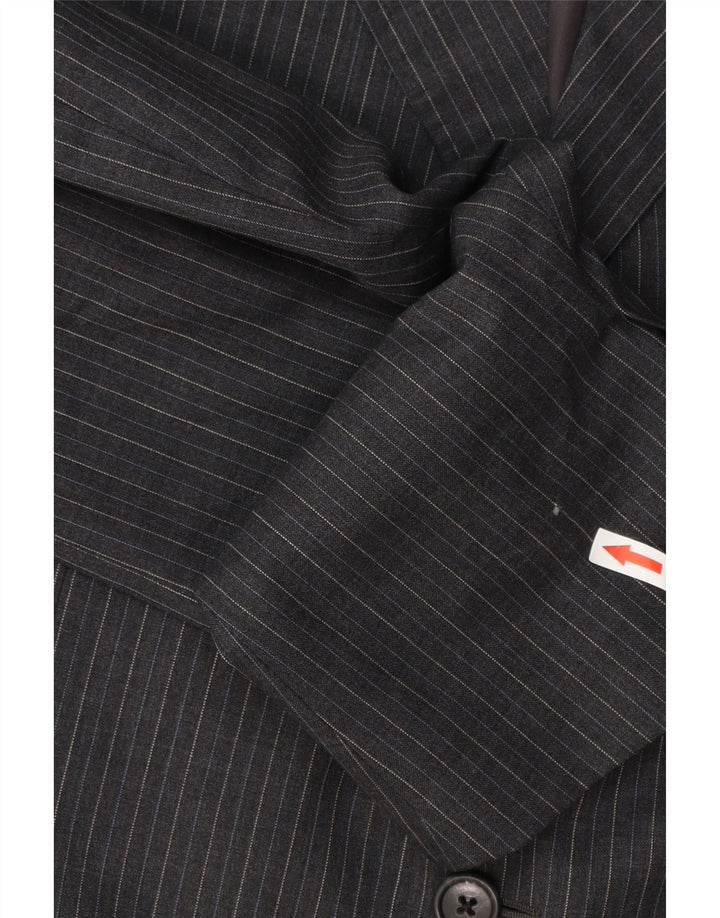 Jaqueta blazer masculina Corneliani com 3 botões IT 54 2XL lã virgem listrada cinza