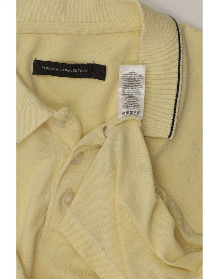 Camisa polo masculina French Connection grande algodão listrado amarelo