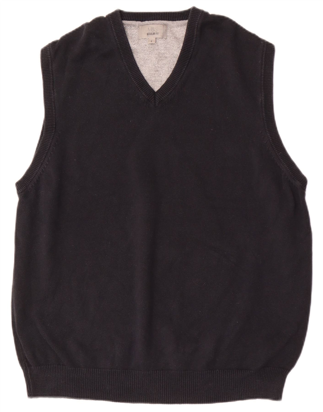 Regata masculina Marks & Spencer com ajuste regular e colete grande de algodão preto