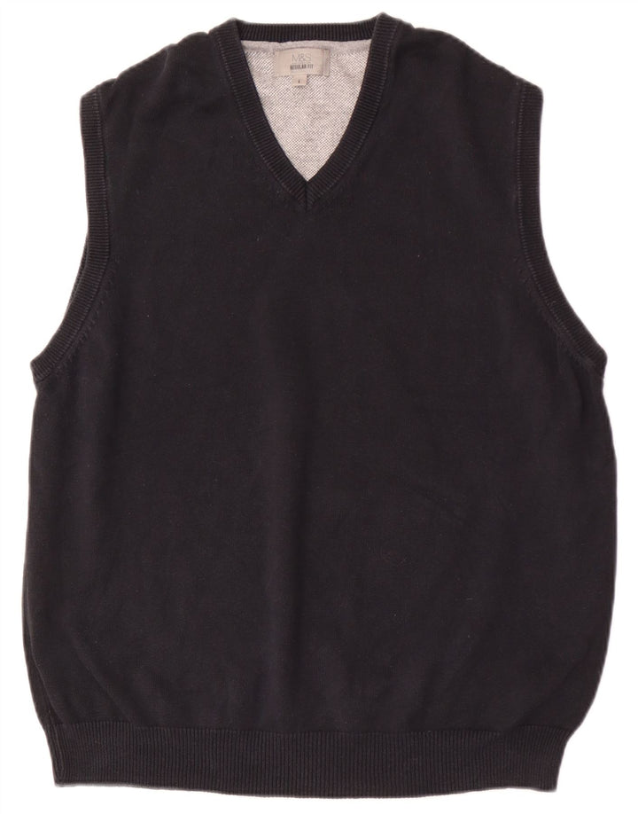 Regata masculina Marks & Spencer com ajuste regular e colete grande de algodão preto