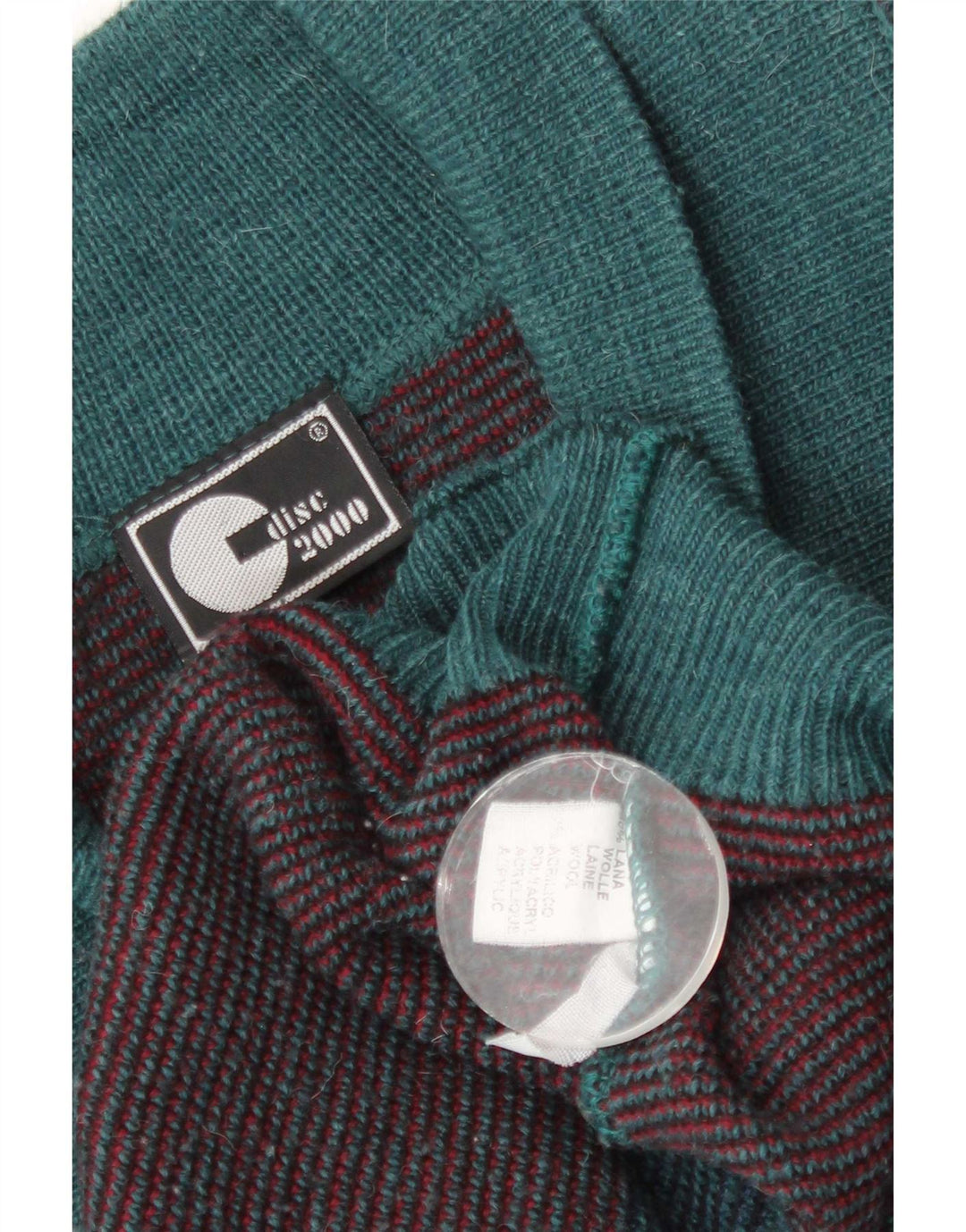Suéter Cardigan Masculino Vintage XL Lã Geométrica Verde