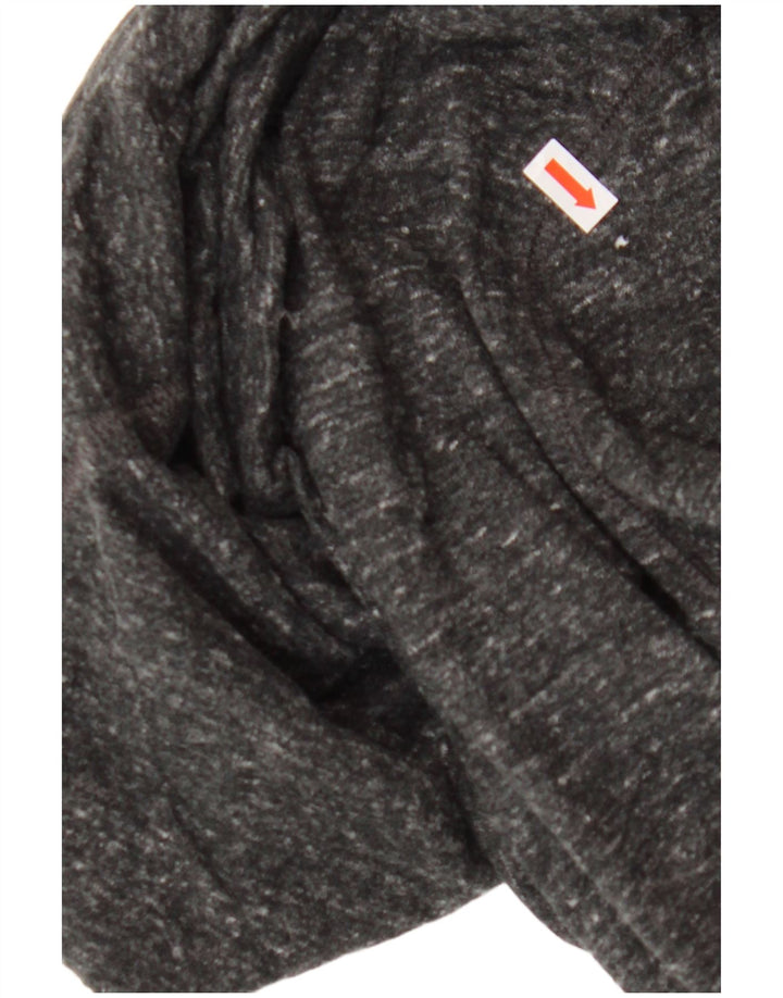 CHAMPION Suéter feminino com capuz gráfico UK 14 algodão manchado cinza médio