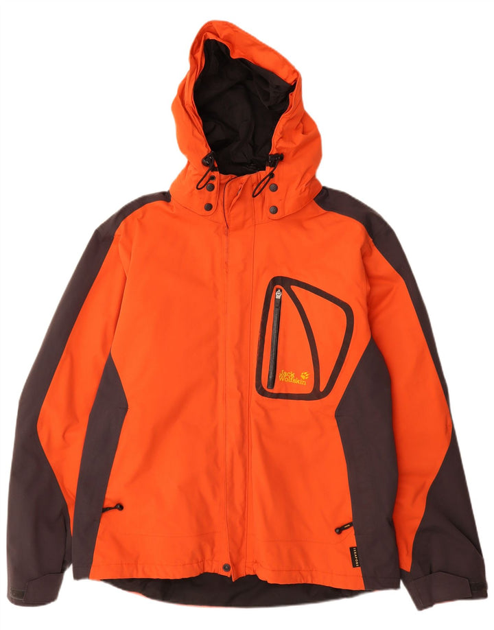 Jaqueta corta-vento masculina JACK WOLFSKIN Reino Unido 40/42 grande bloco colorido laranja