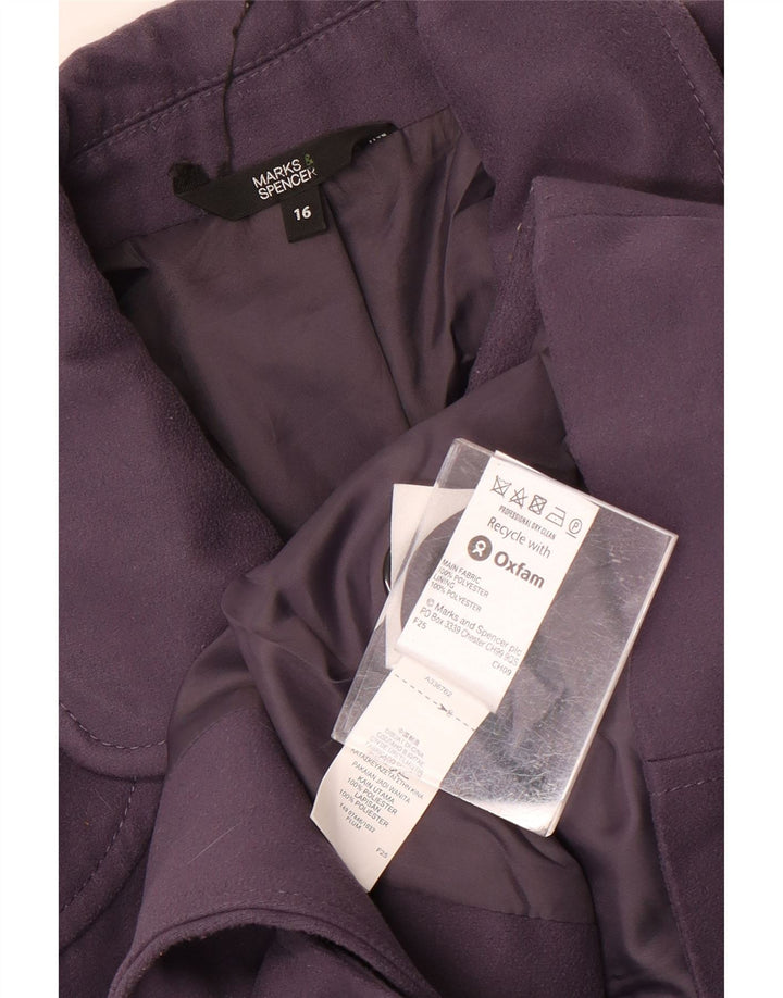 Jaqueta blazer feminina Marks & Spencer com 4 botões Reino Unido 16 grande roxo poliéster