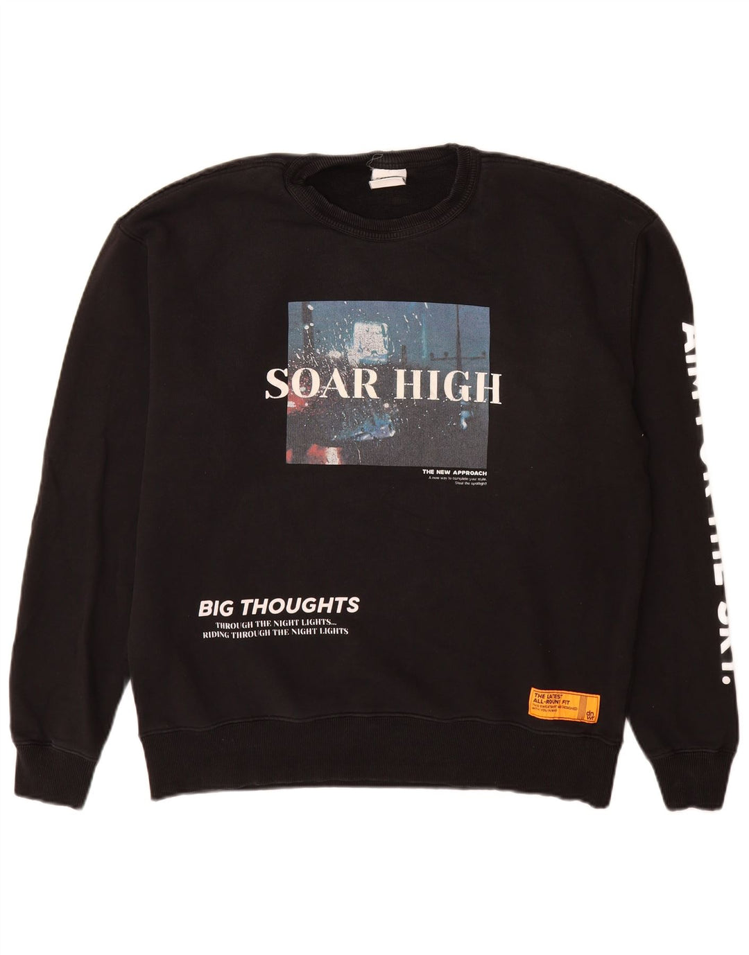 Zara moletom gráfico masculino jumper grande algodão preto