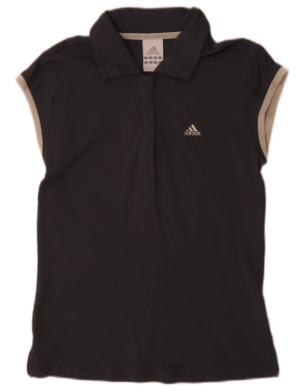 Camisa Polo Adidas Climalite Feminina UK 8 Pequena Cinza Poliamida