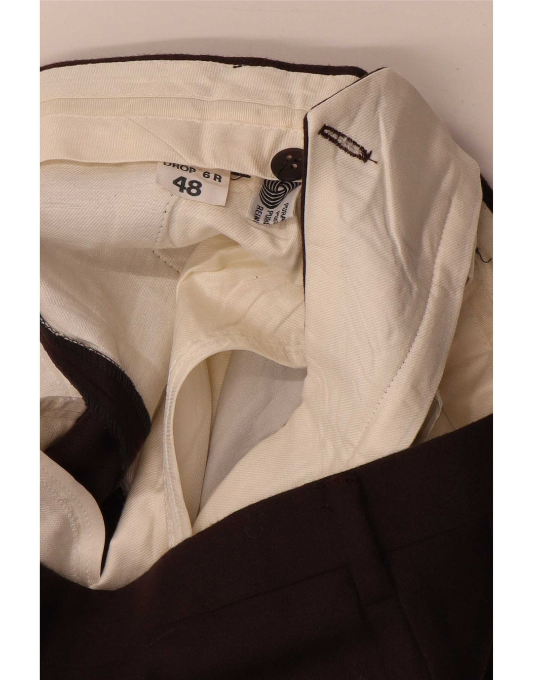 Calça de terno masculina vintage IT 48 médio W32 L34 marrom