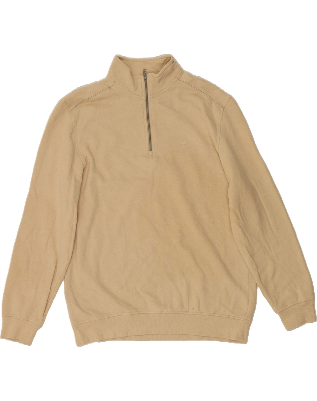 IZOD Mens Salt Water Zip Neck Sweatshirt Jumper Large Beige Cotton Vintage Izod and Second-Hand Izod from Messina Hembry 