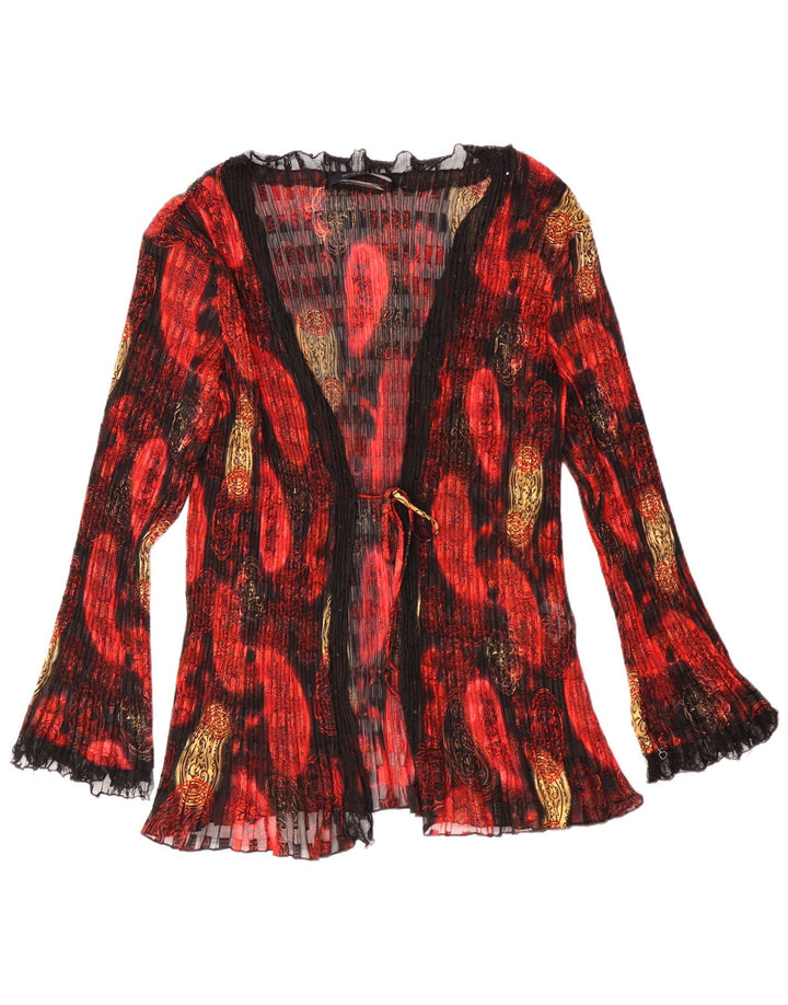 WINDSMOOR Womens See Through Cardigan Top UK 14 Medium Red Paisley