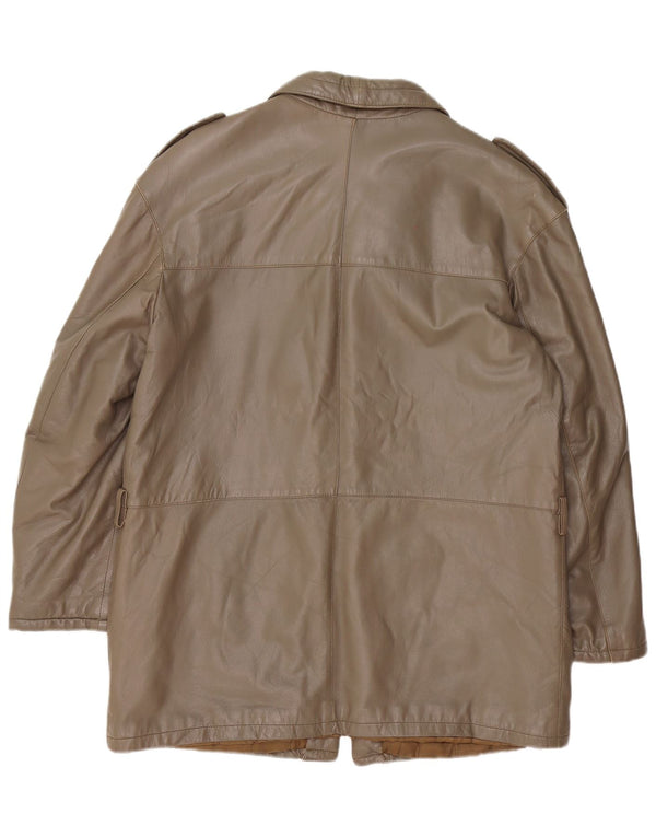 Jaqueta de couro militar masculina vintage IT 52 XL marrom