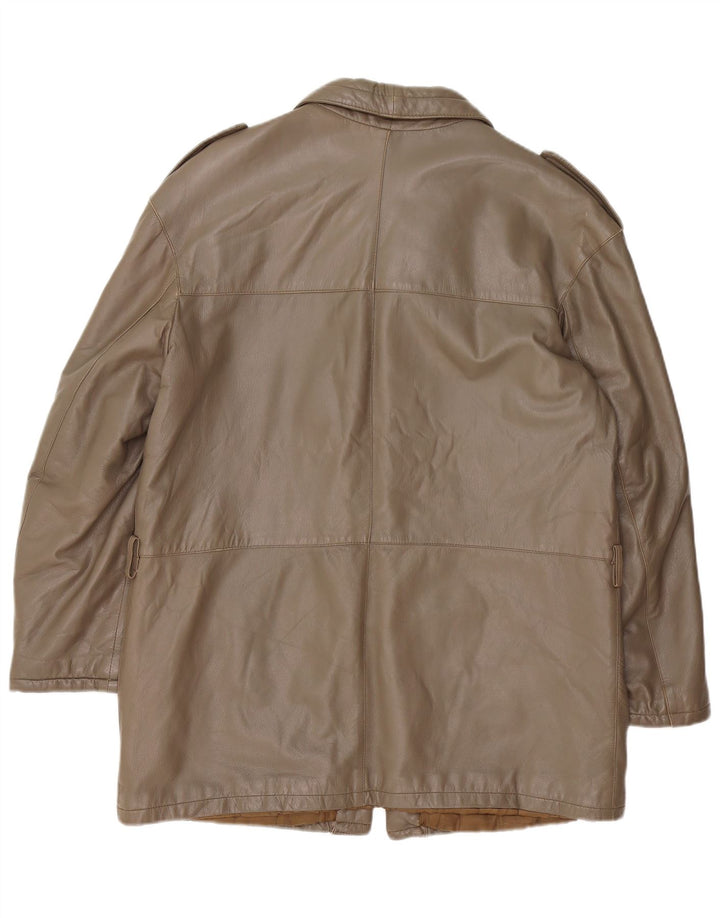 Jaqueta de couro militar masculina vintage IT 52 XL marrom