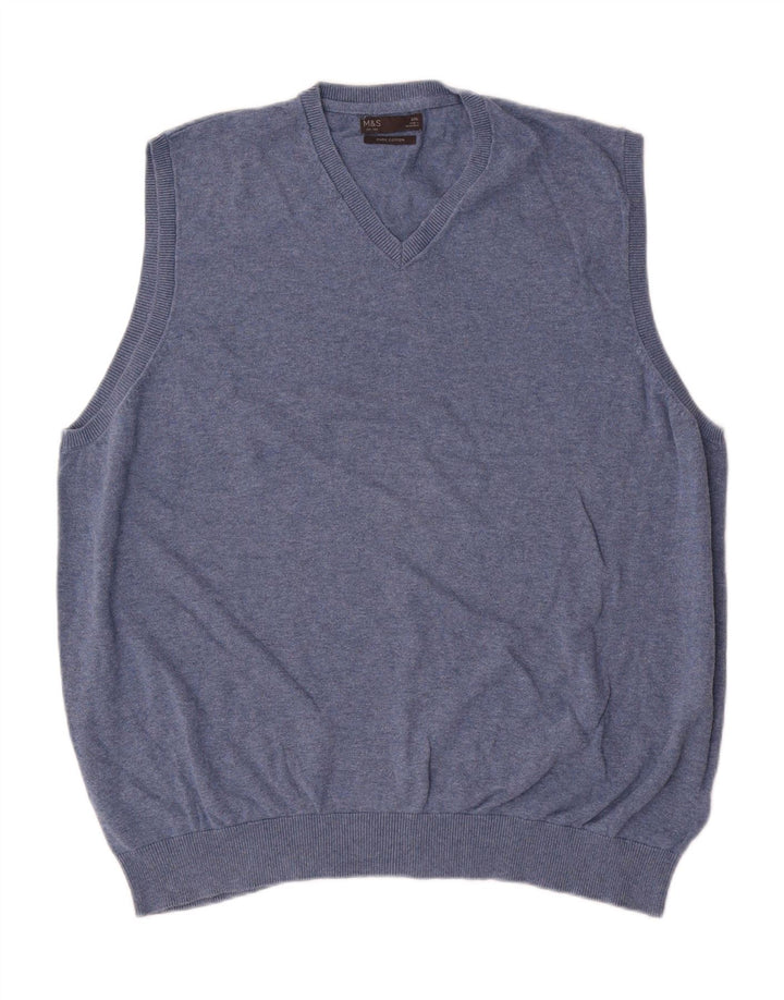 Regata masculina Marks & Spencer com colete 2XL algodão azul