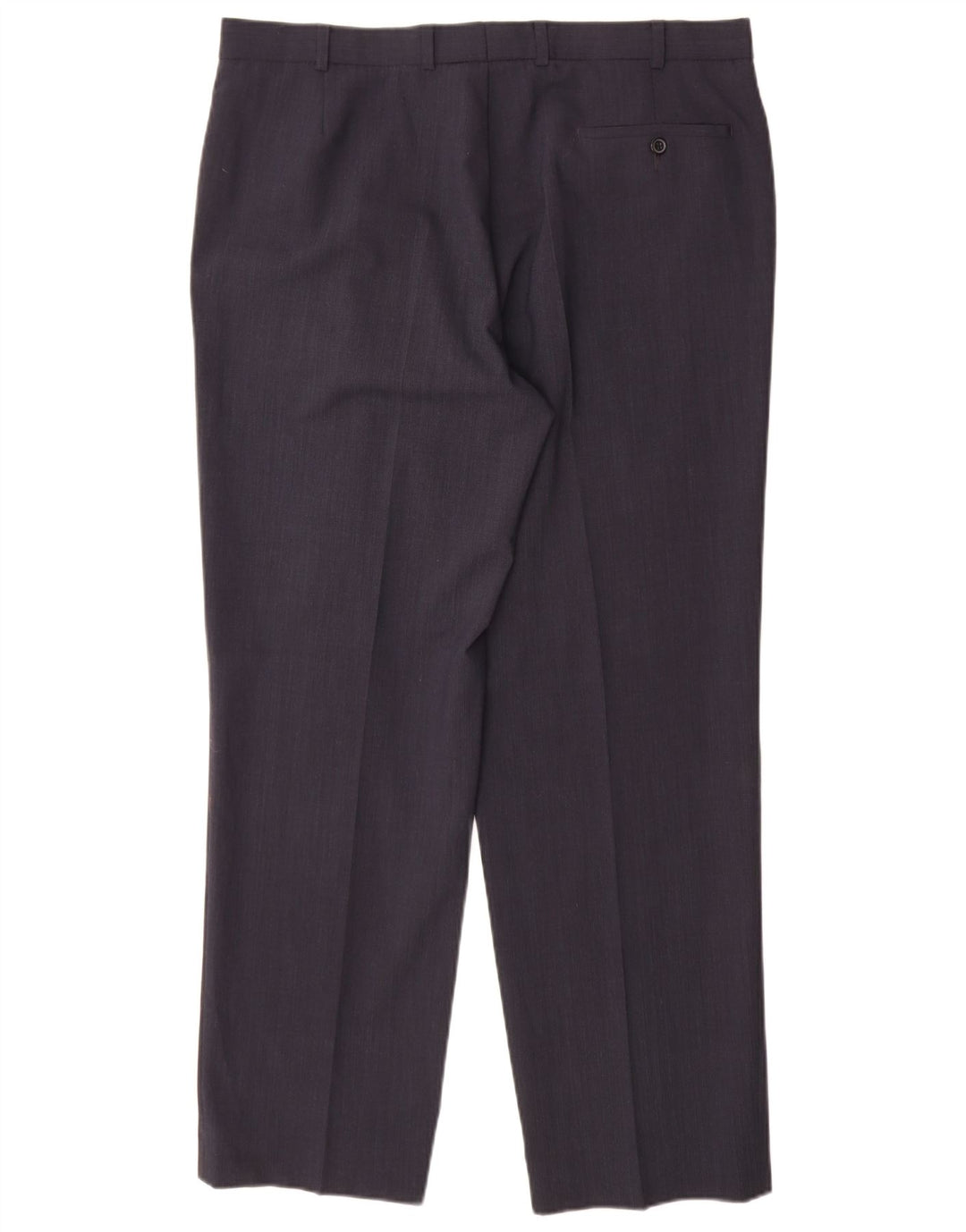 Calça masculina de terno reto Marks & Spencer W38 L31 azul marinho poliéster