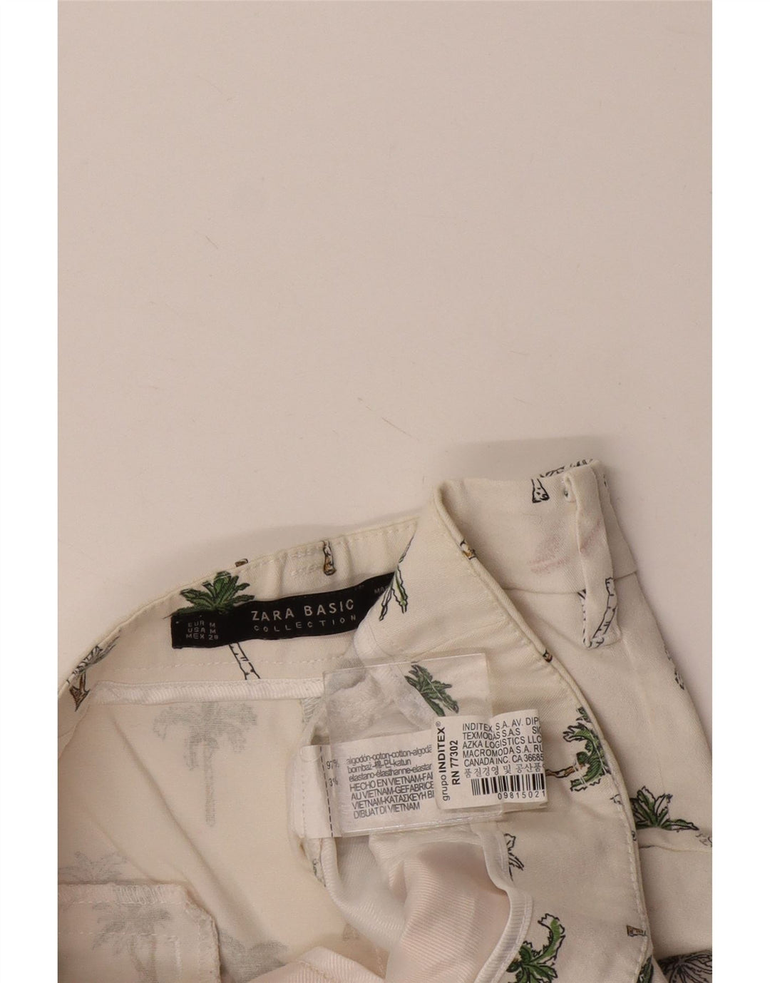 Zara Shorts Chino Feminino Médio W28 Algodão Floral Branco