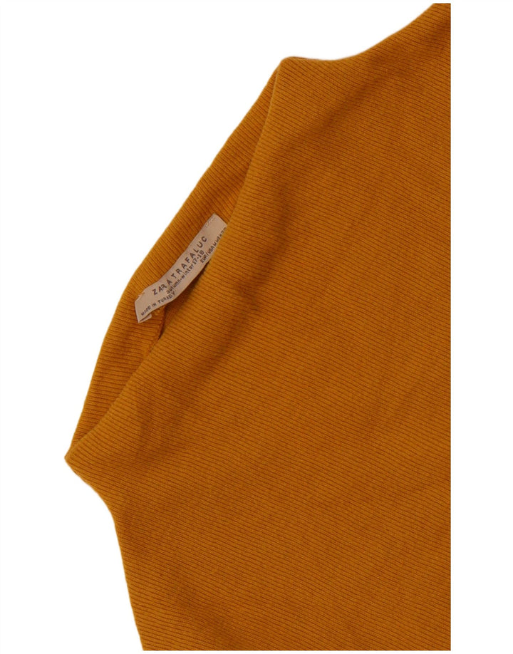 Suéter feminino Zara com gola tartaruga e gola alta Reino Unido 12 médio amarelo