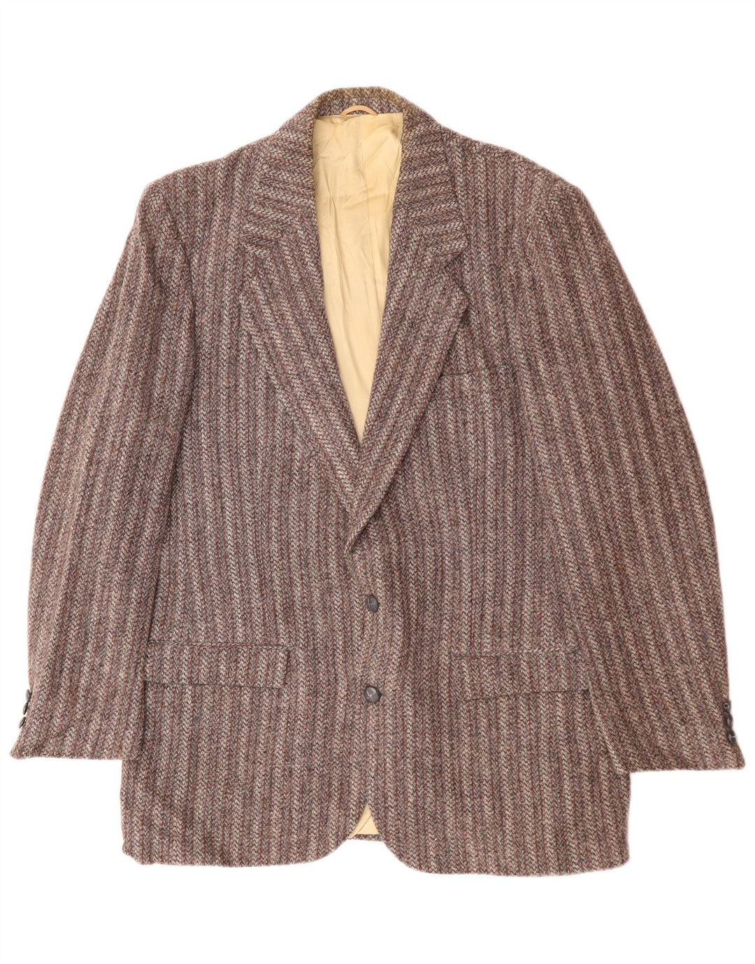 Jaqueta blazer masculina de 2 botões HARRIS TWEED Reino Unido 38 listrado cinza médio
