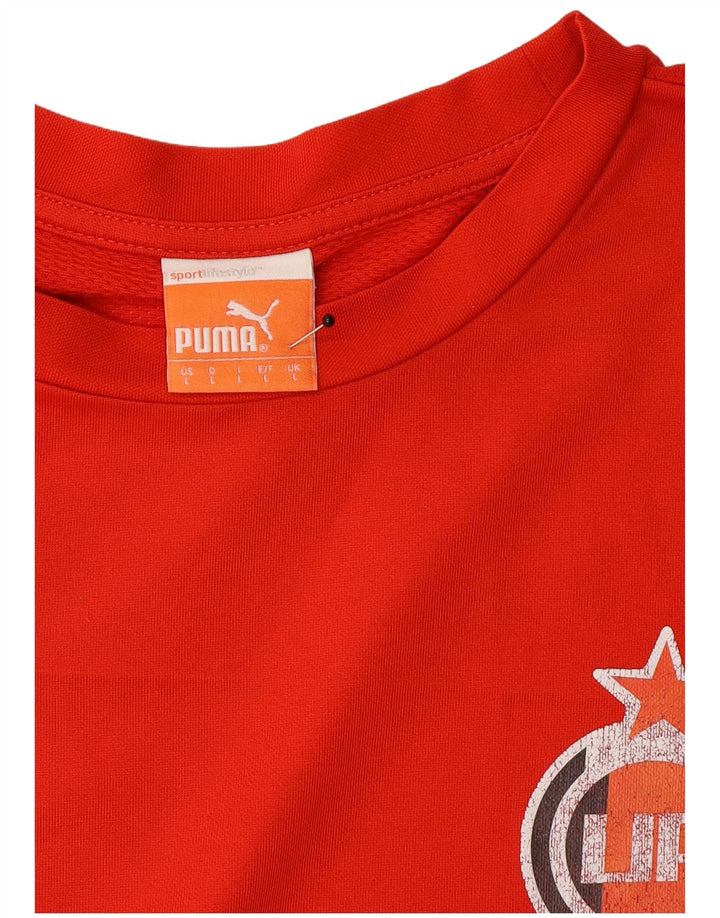 Camiseta masculina gráfica Puma grande bloco colorido vermelho