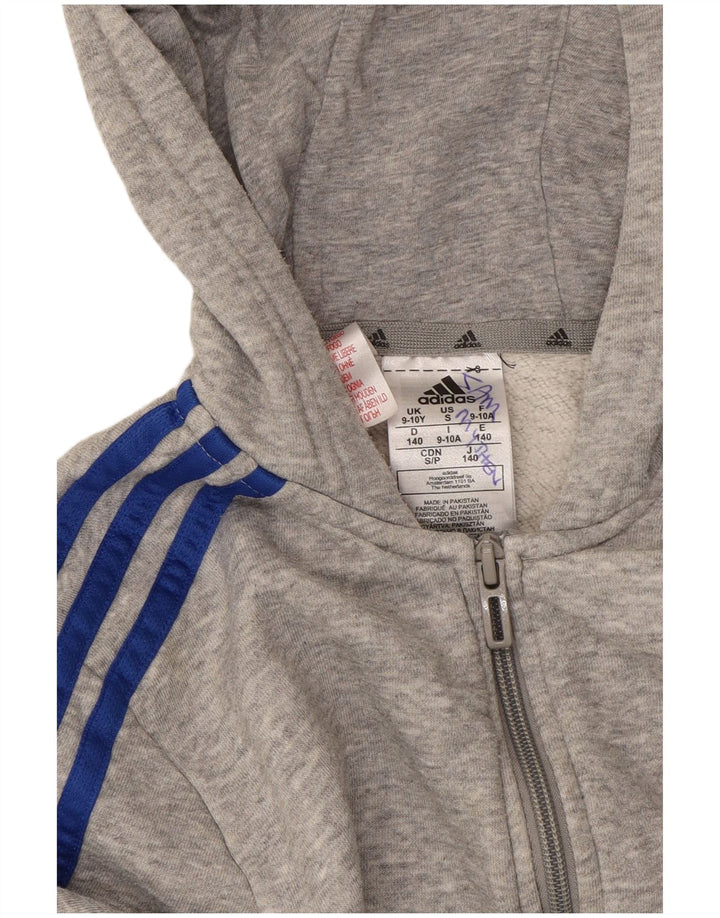Suéter adidas masculino com capuz e zíper 9-10 anos algodão cinza