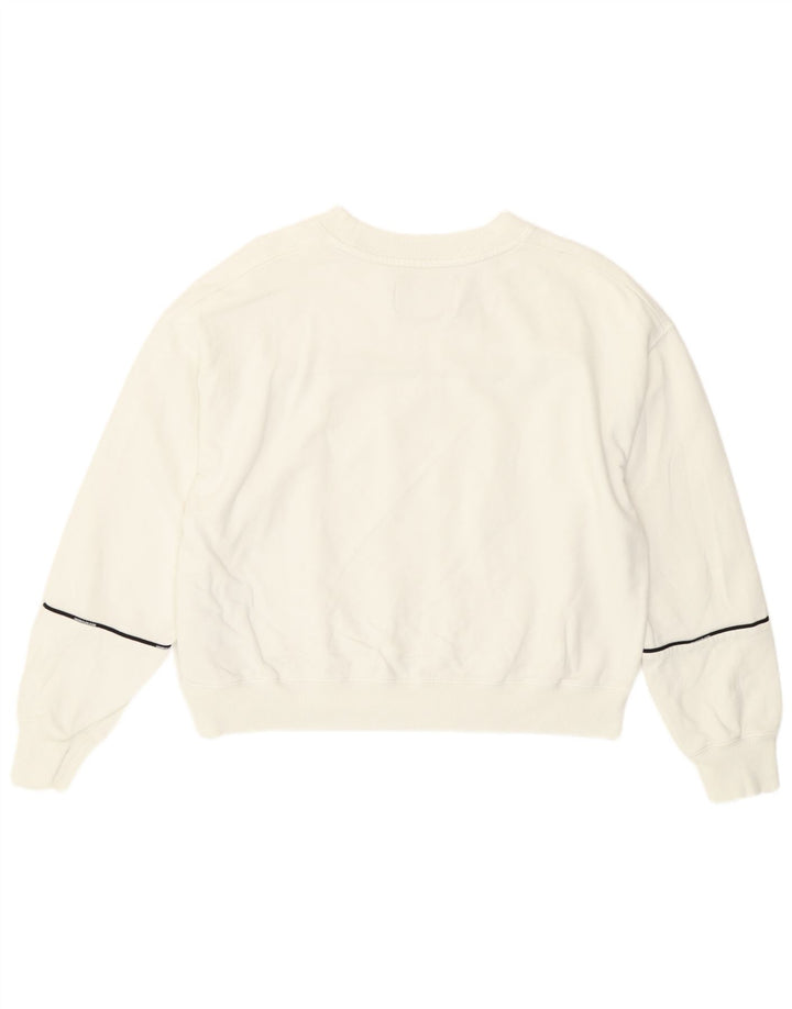 Calvin Klein Suéter Crop Feminino UK 14 Médio Listrado Branco