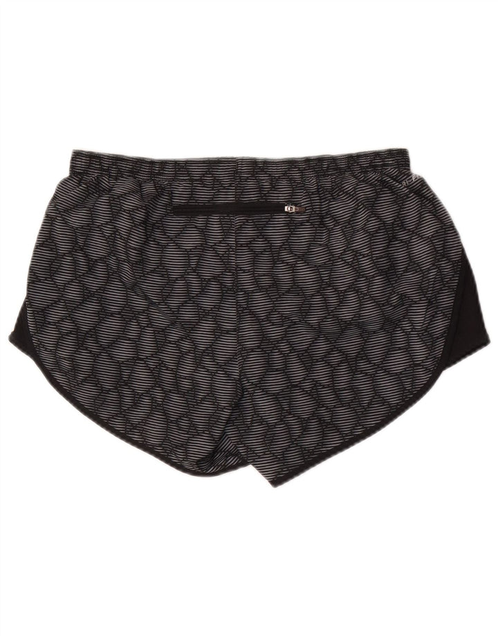 Shorts esportivos femininos Nike Dri Fit UK 10 poliéster geométrico cinza pequeno