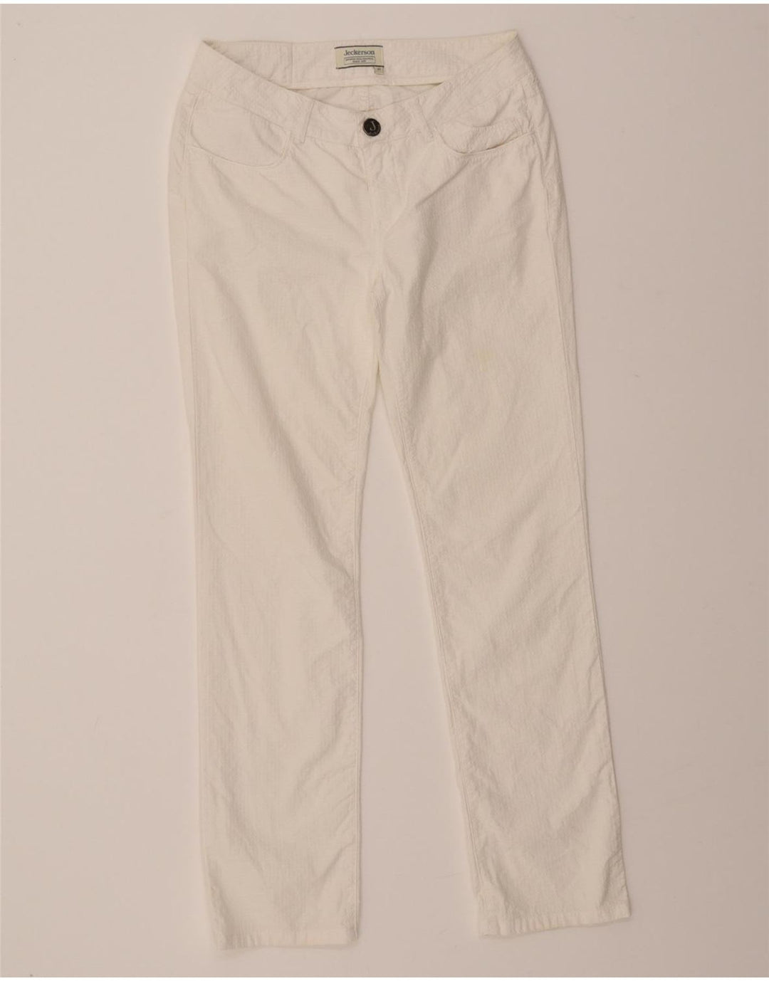 JECKERSON Womens Slim Casual Trousers W27 L27 White Cotton Vintage Jeckerson and Second-Hand Jeckerson from Messina Hembry 