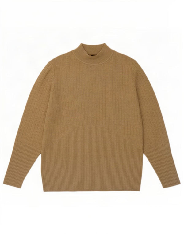 Suéter feminino Marks & Spencer com gola tartaruga Reino Unido 22 3XL viscose marrom