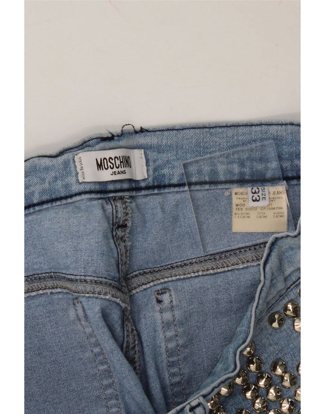 MOSCHINO Womens Straight Jeans W33 L28 Blue Cotton Vintage Moschino and Second-Hand Moschino from Messina Hembry 