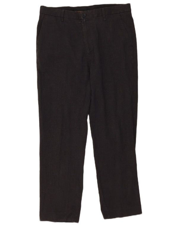 Calça masculina de terno reto sob medida Marks & Spencer W34 L29 poliéster cinza