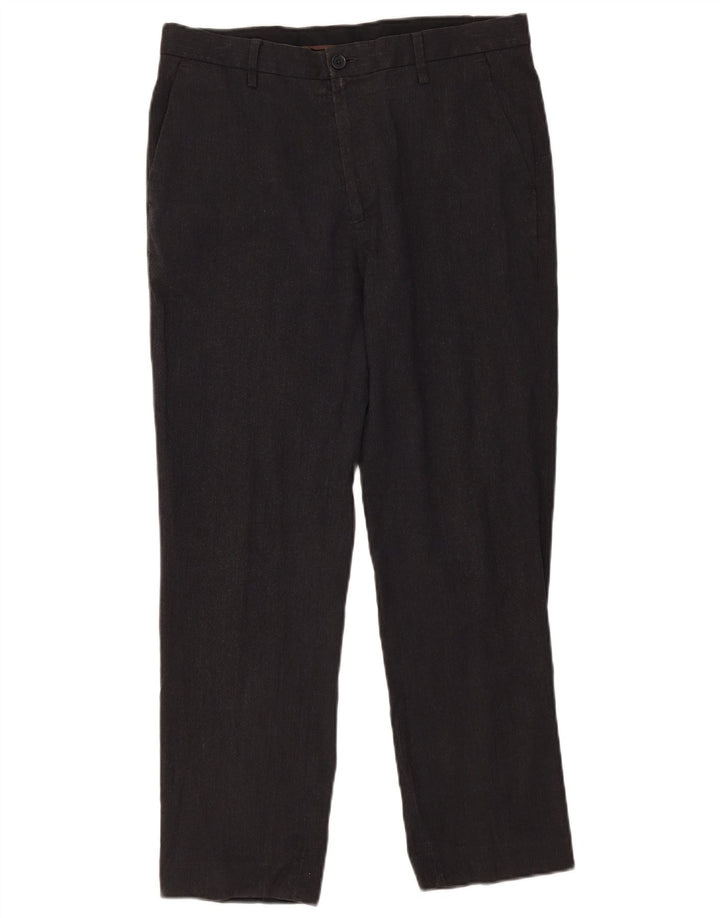 Calça masculina de terno reto sob medida Marks & Spencer W34 L29 poliéster cinza