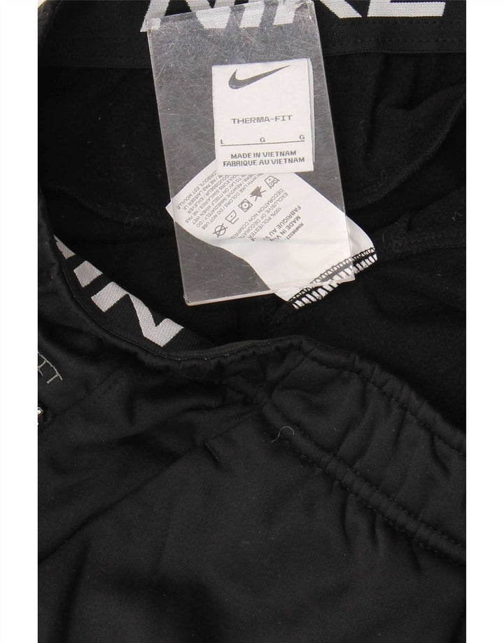 Calça esportiva masculina Nike Therma-Fit, calça jogger grande preta de poliéster