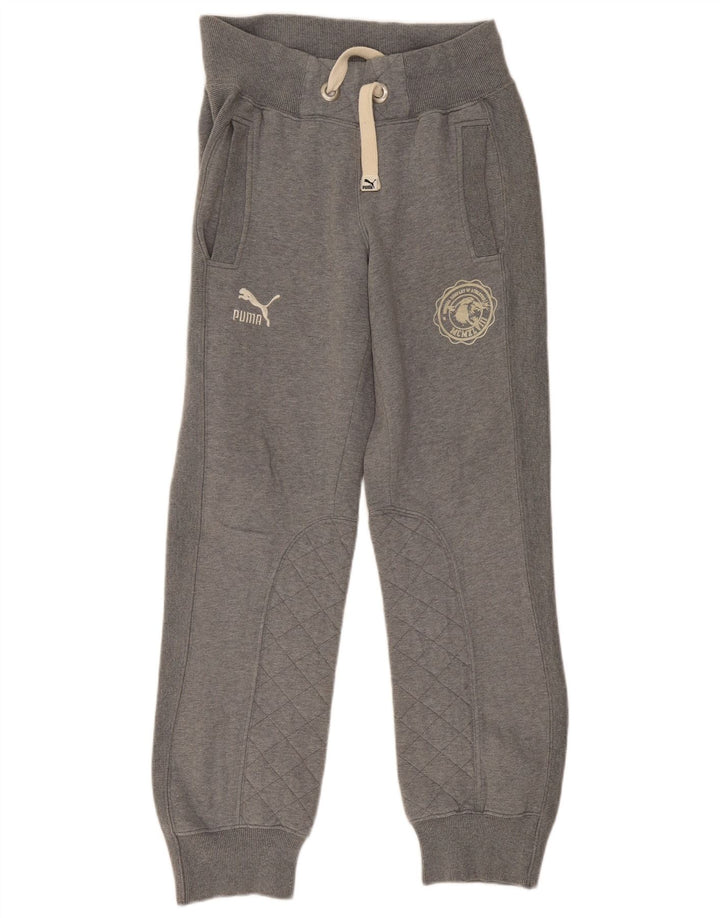Calça de treino masculina Puma Graphic Joggers pequeno algodão cinza